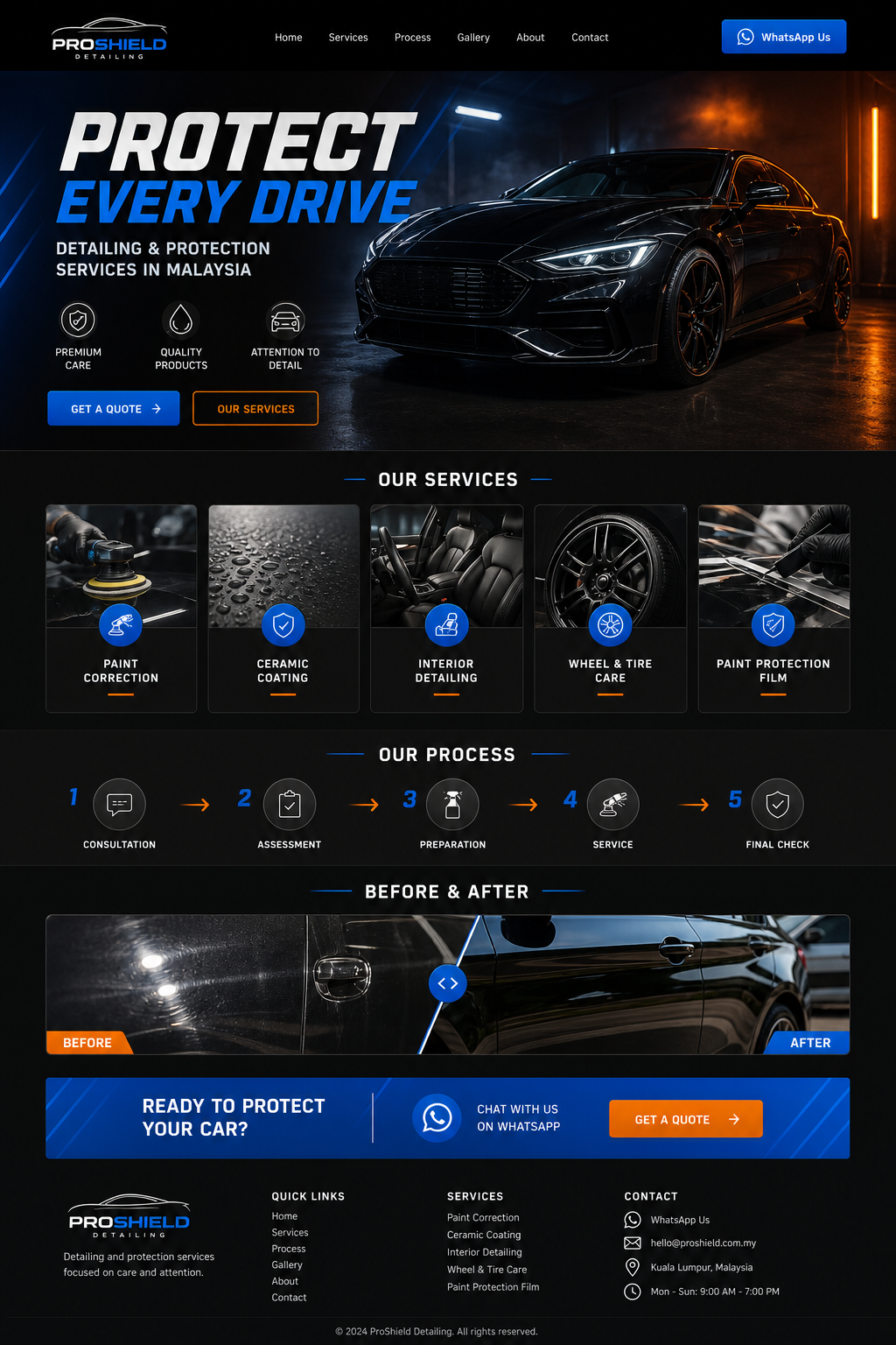 Automotive service landing page design concept