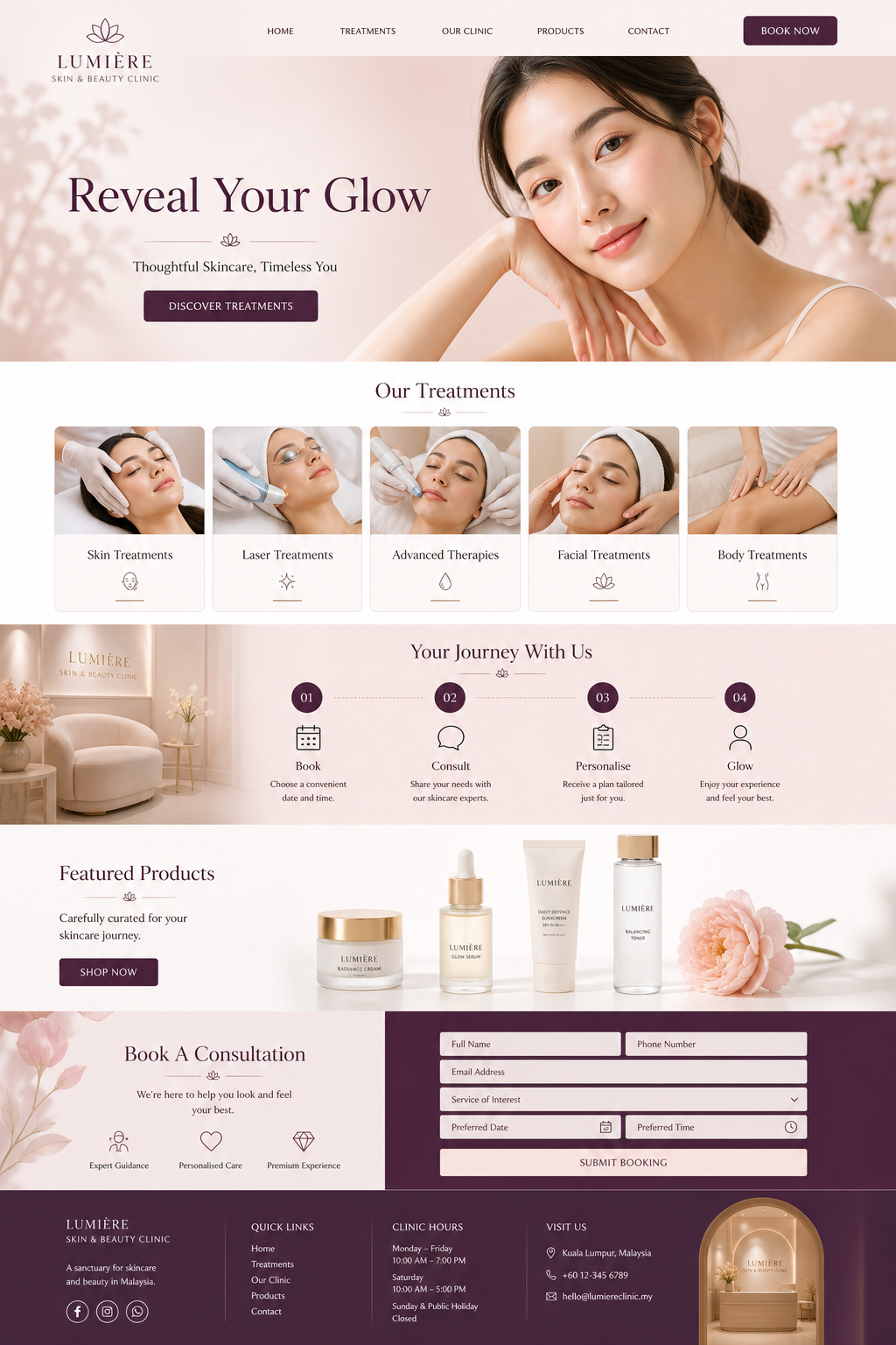 Beauty clinic landing page design concept
