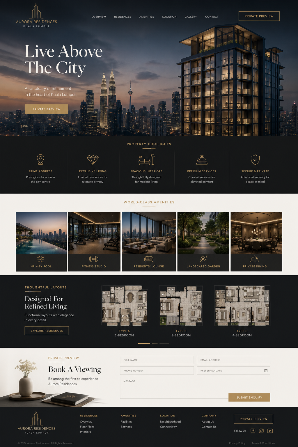 Luxury property landing page design concept