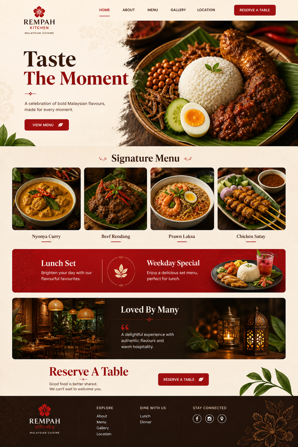Restaurant promotion landing page design concept